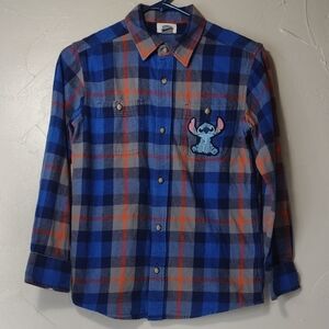 Old Navy Stitch Blue and Orange Plaid Flannel Button-up Shirt Boys Large (10-12)